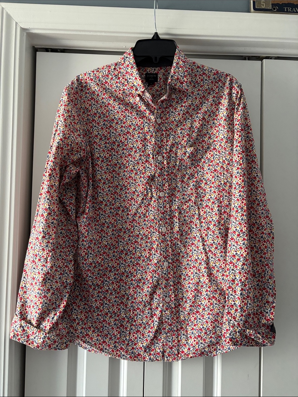 J. Crew slim fit Button-Up Shirt with Red & Blue Floral Print